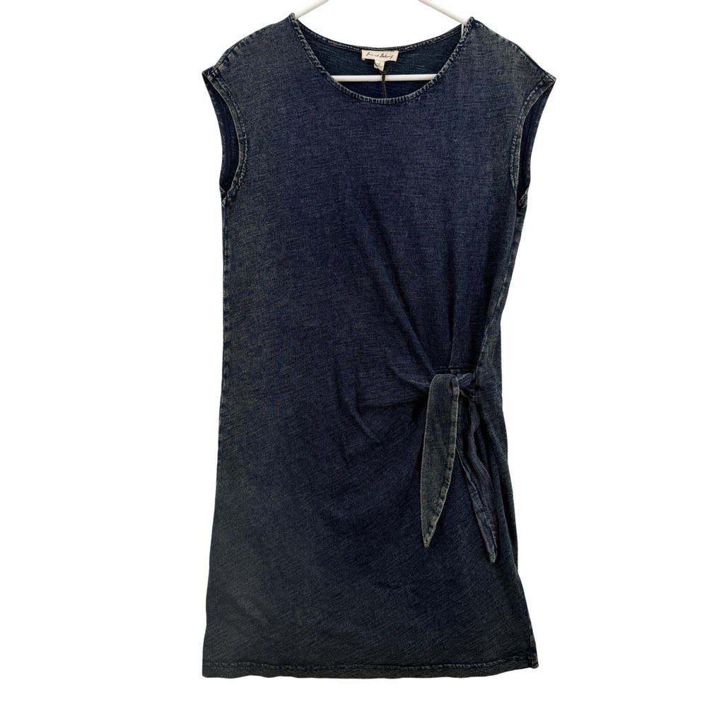 Jane and Delancey Dress Womens Small Blue Tie Front Waist T-Shirt Denim Look NWT
